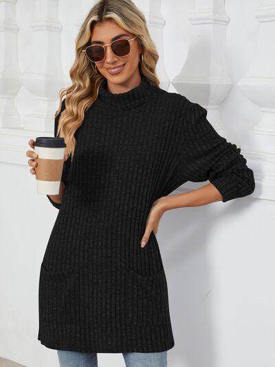 Ribbed Mock Neck Long Sleeve T-Shirt for Women Stylish Wear