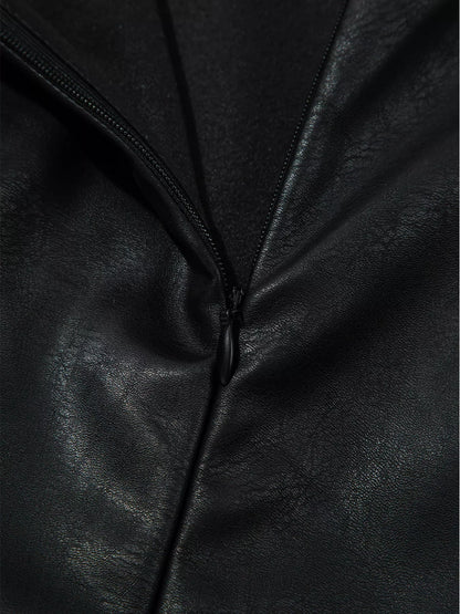 Vegan Leather Sleeveless Mini Dress