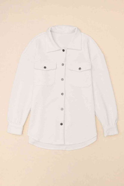 Cloudy Blue Snap-Front Collared Jacket with Pockets Lightweight and Versatile Jacket