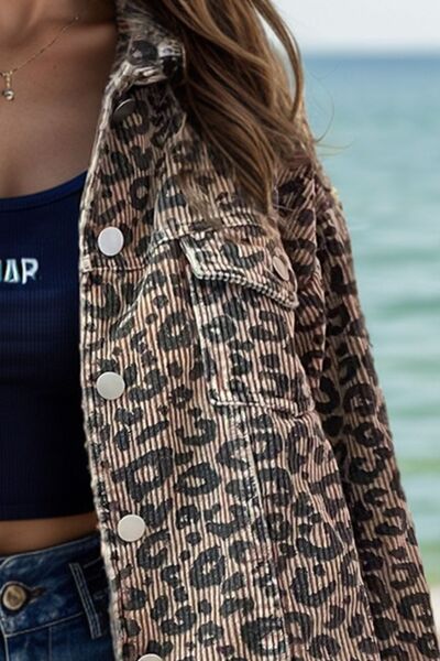 Lightweight Leopard Button Down Long Sleeve Jacket Bold &amp; Trendy Luxury Print Outerwear