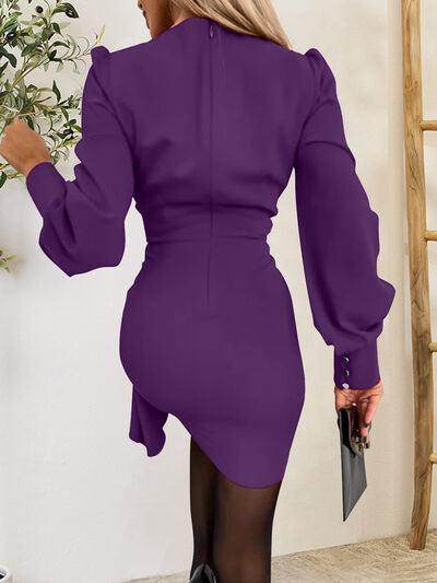 Surplice Lantern Sleeve Mini Dress for Stylish Occasions