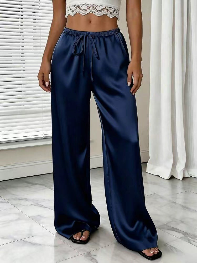 Relaxed stretch acetate wide-leg women&