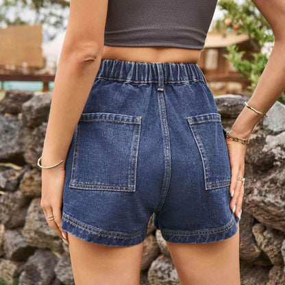 High-Waist Denim Shorts with Pockets for Casual Style