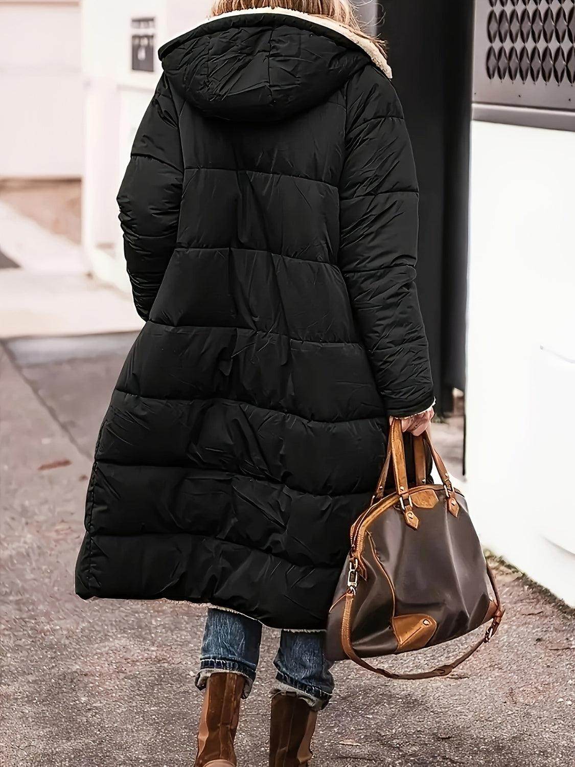 Full Size Zip Up Sherpa Hooded Coat for Women and Plus Size