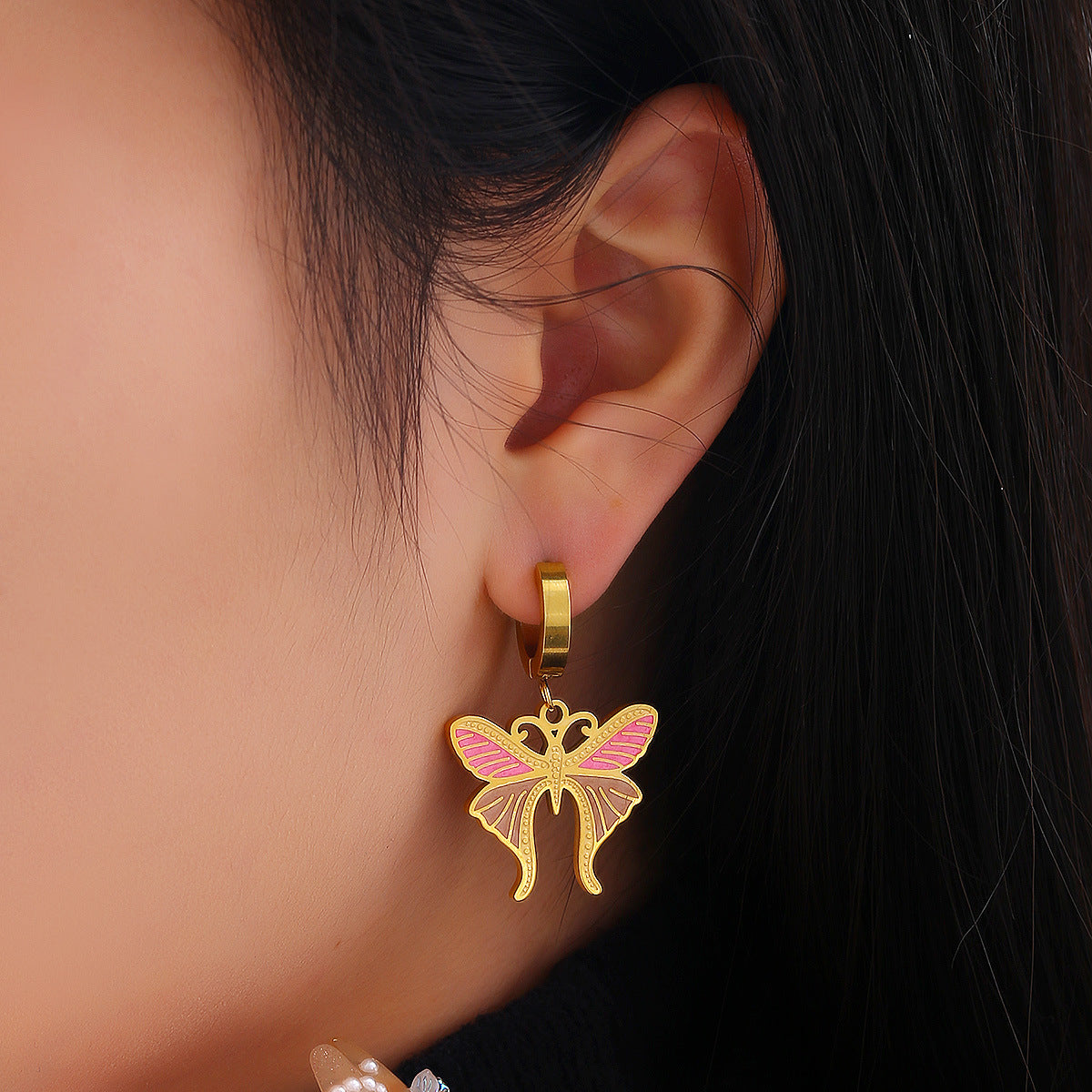 Colorful Butterfly Diamond Ear Hanging