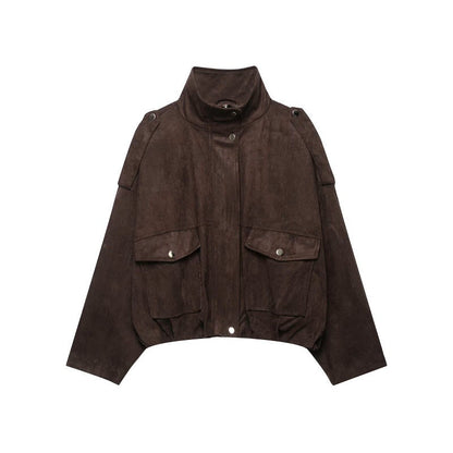 Womens Retro Suede Jacket Coat