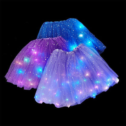 Magical &amp; Luminous  LED Princess Halloween Tutu Skirt Sequins Shiny Skirt