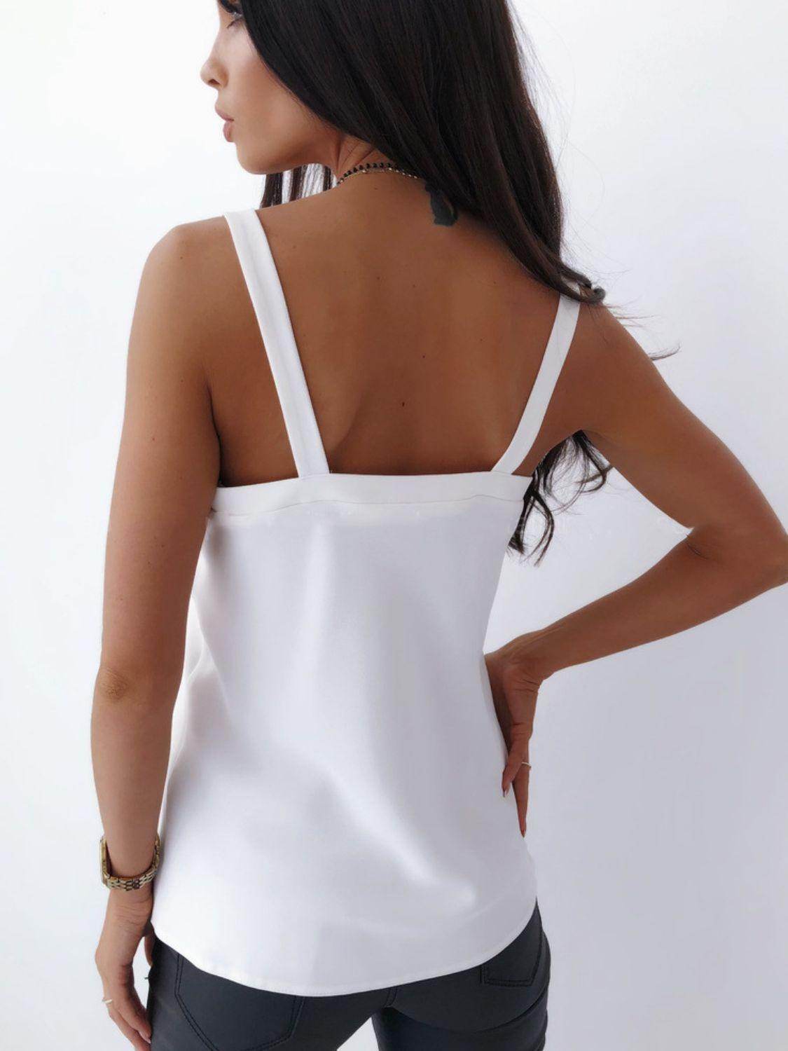 V-Neck Wide Strap Cami for Women in Opaque Polyester