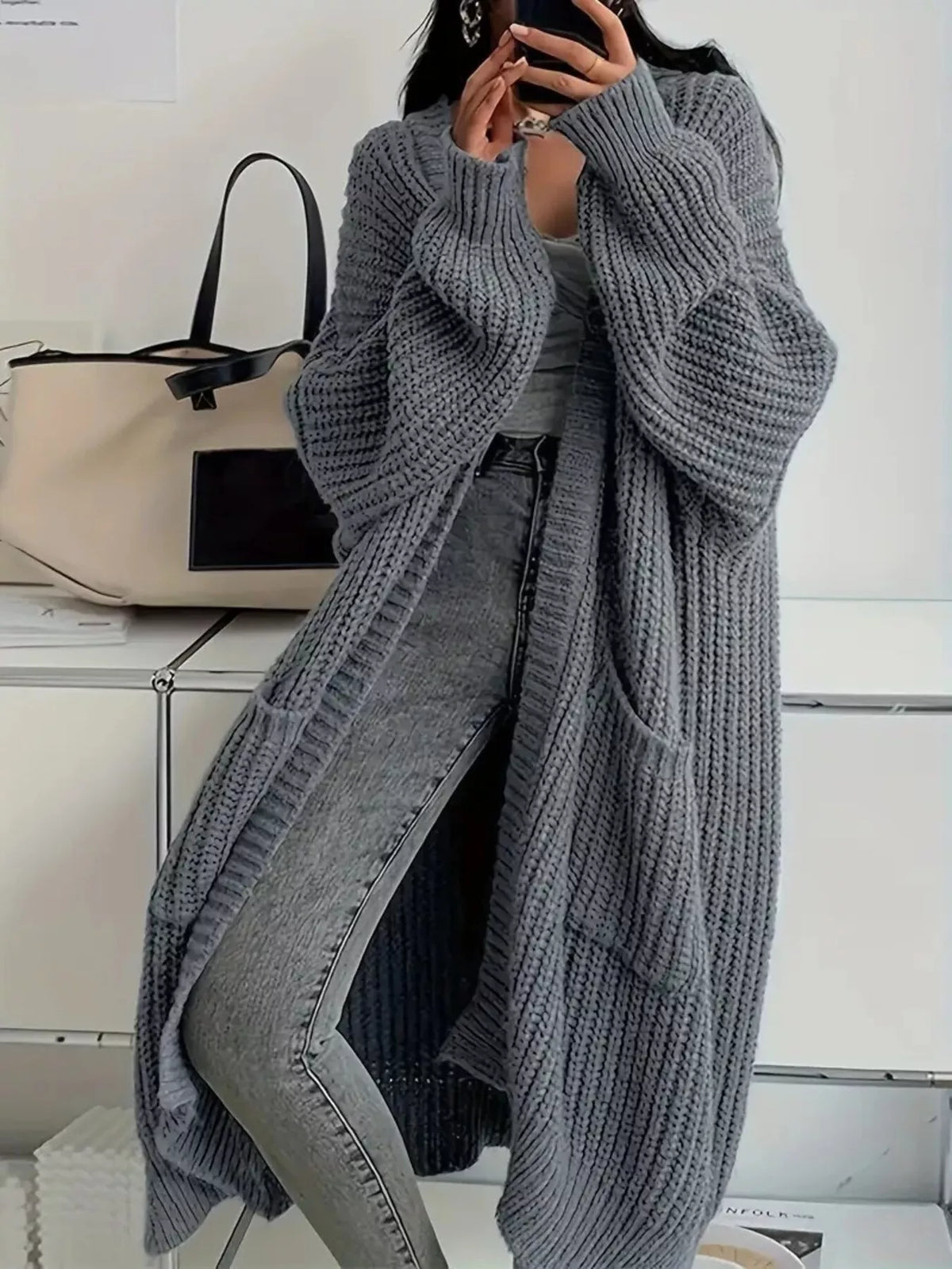 Oversized Long Sleeve Longline Cardigan
