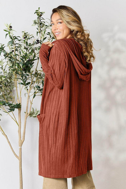Basic Bae Full Size Hooded Sweater Cardigan for Women
