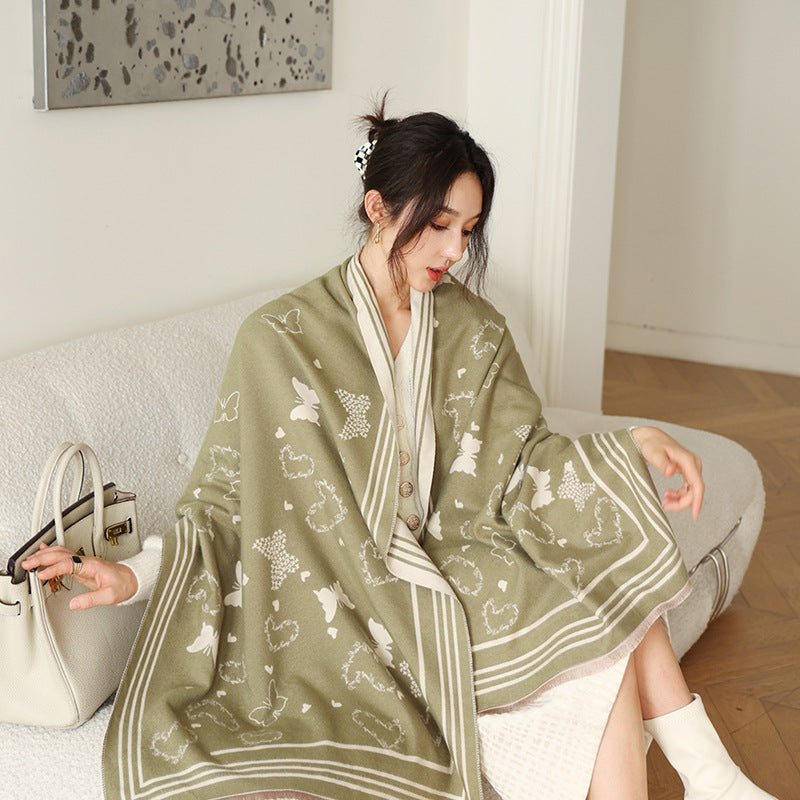 Female Versatile Fashion Thickened Warm Cashmere Scarf