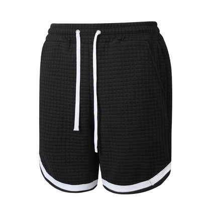 Mens Sporty Plaid-Panel Short Shorts