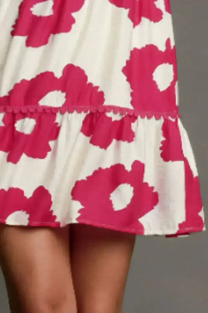 Umgee Floral Mini Dress - Plus Size Rayon Contrast Print