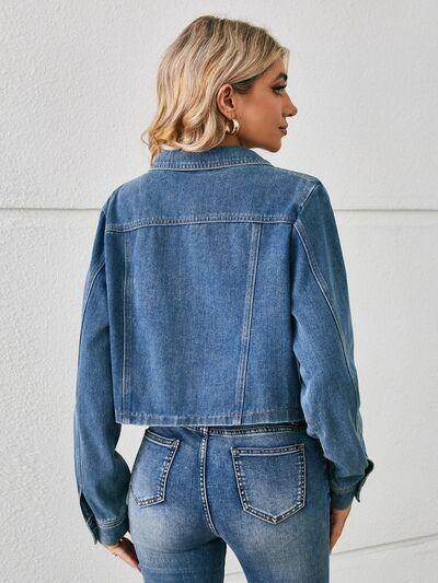 Button Up Long Sleeve Denim Jacket for Stylish Comfort