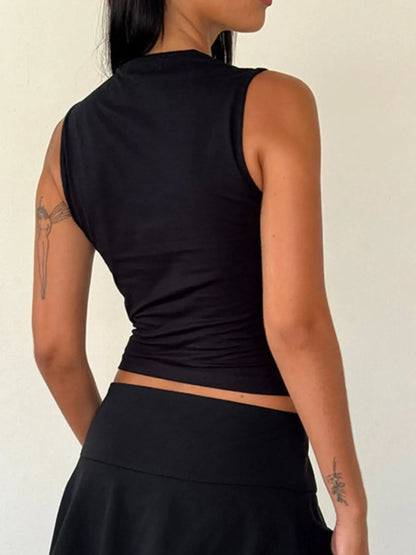 Bow Detail Square Neck Cropped Tank