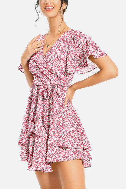 Surplice Neck Flutter Sleeve Dress for Chic Summer Style