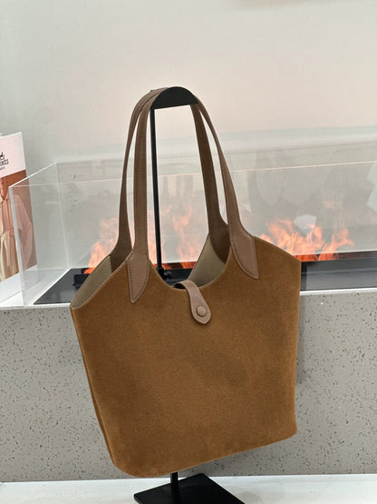 Minimalist High-end Style Basket Bag, New Autumn And Winter Genuine Leather Women&