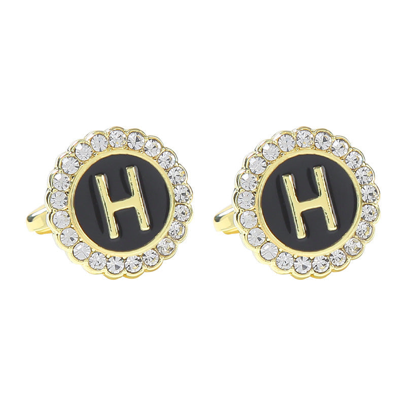 Round Diamond French Cufflinks Men&
