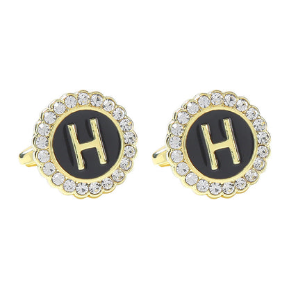 Round Diamond French Cufflinks Men&