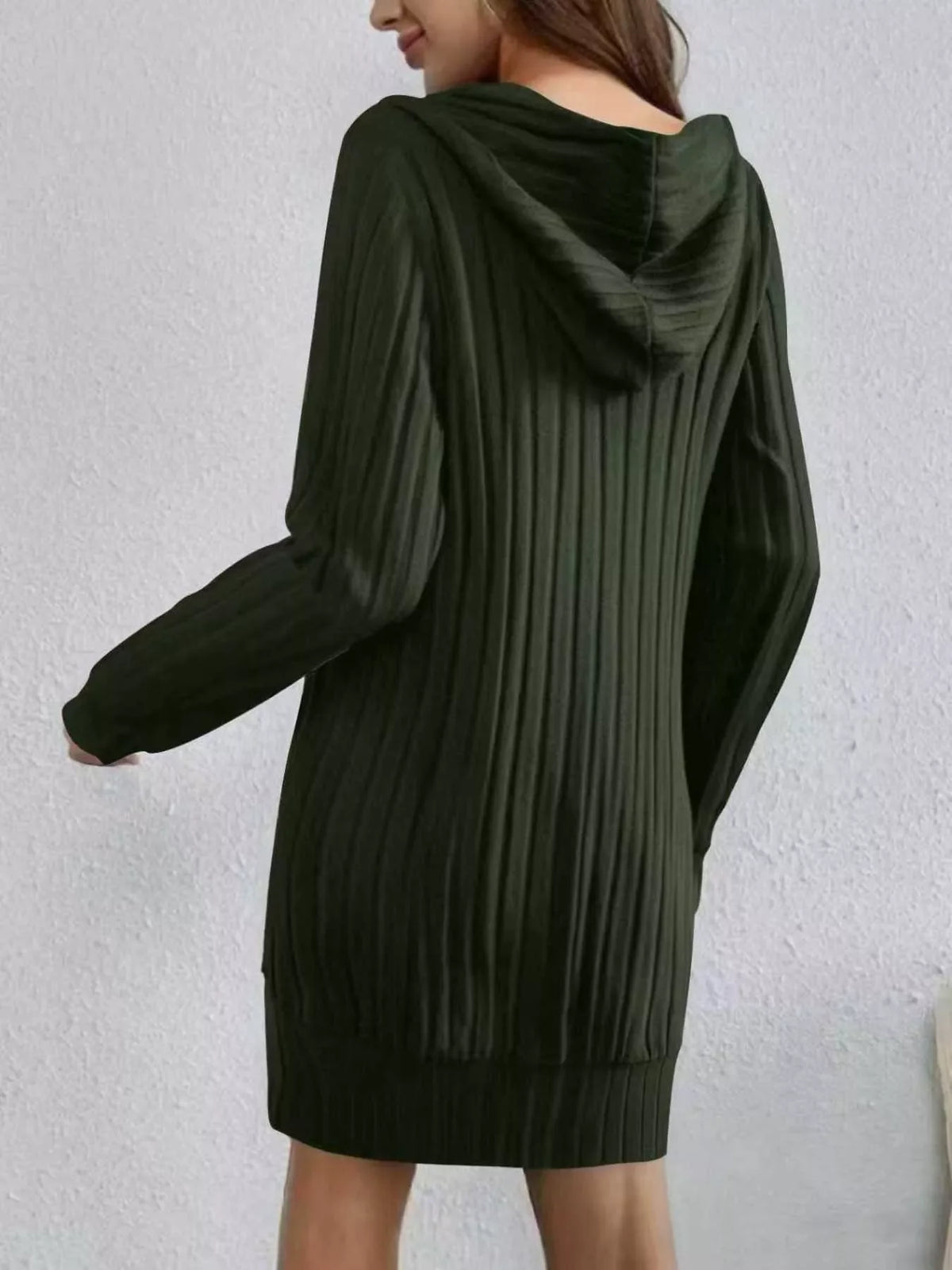 Ribbed Knit Hoodie Dress