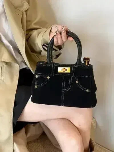 Stylish Suede Handbag – Adjustable Strap &amp; Dual-Use Design