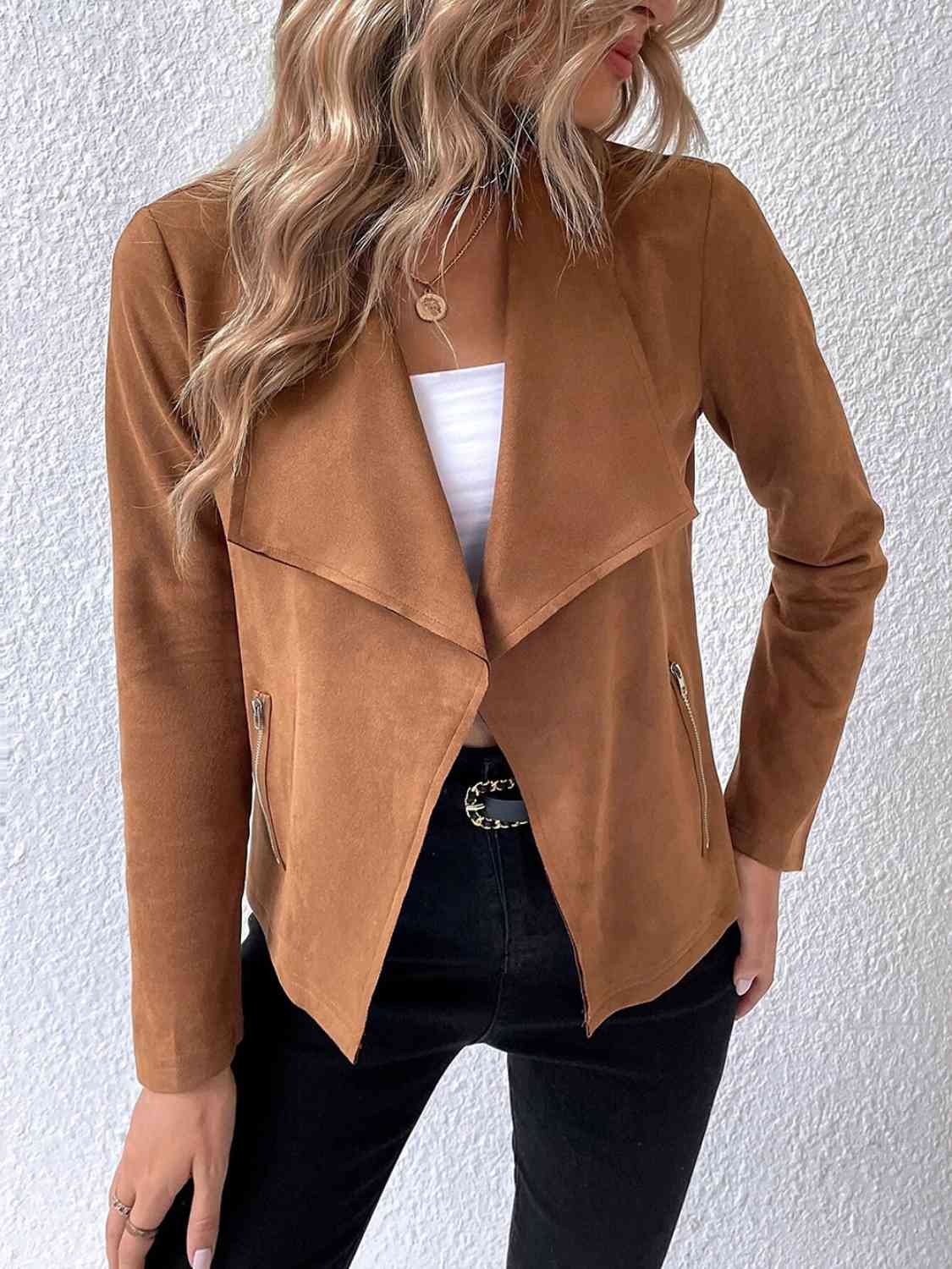 Classic Minimalist Collared Long Sleeve Jacket for Women – Minimalist &amp; Lightweight Everyday Outerwear