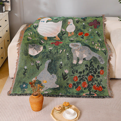 Ancient-style Artistic Tapestry Sofa Blanket Knitted Throw Blanket