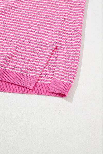 Striped V-Neck Dropped Shoulder Sweater for Women