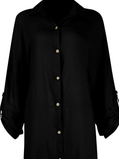 Button Down Long Sleeve Shirt Dress