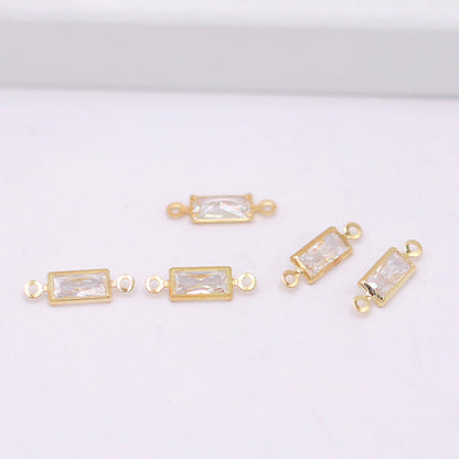 Geometric Zircon Bezel Set Pendant - Gold Plated Color Retention Charm for DIY Earring Jewelry Making Accessories