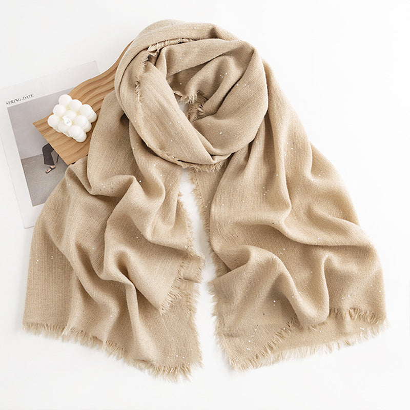 Herringbone Pattern Monochrome Artificial Cashmere Scarf Women&