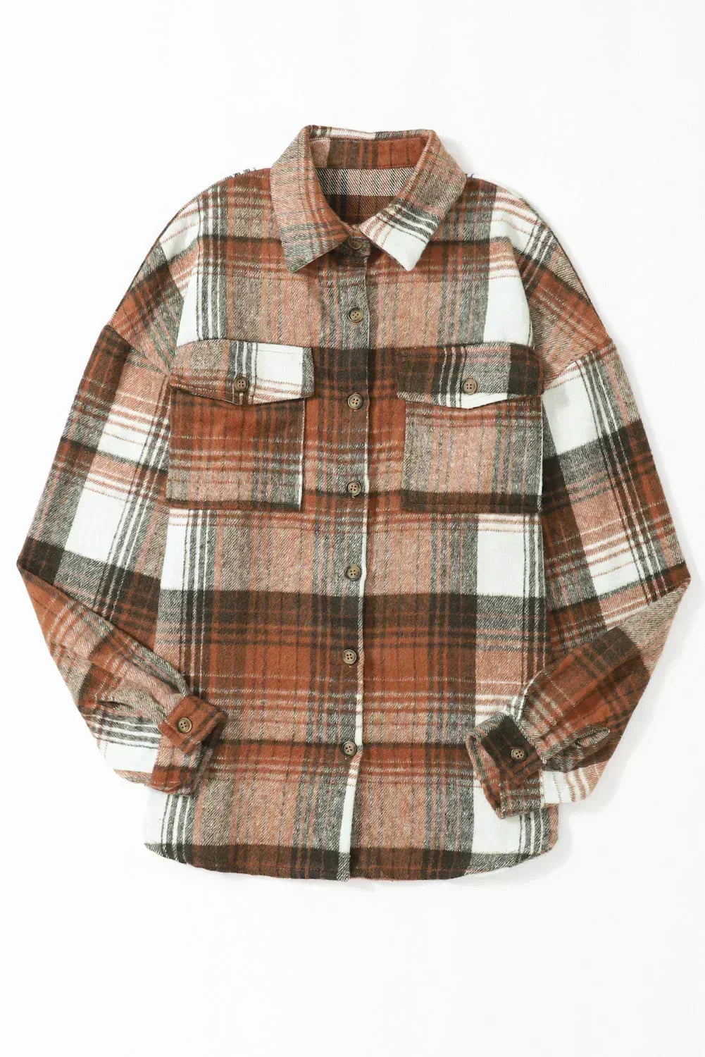 Pink &amp; Grey Button Up Plaid Flannel Shacket – Femstylo