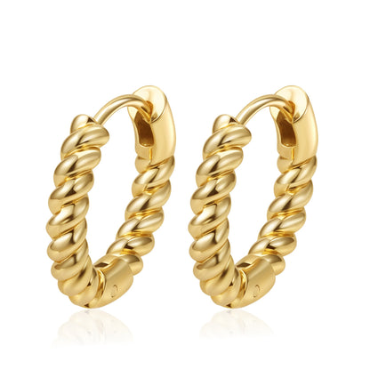 Womens Simple Stainless Steel Hoop Earrings