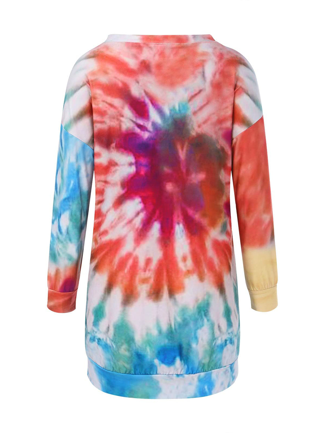 Full Size Tie-Dye Round Neck Long Sleeve Dress Trendy &amp; Comfortable Casual Dress for Women
