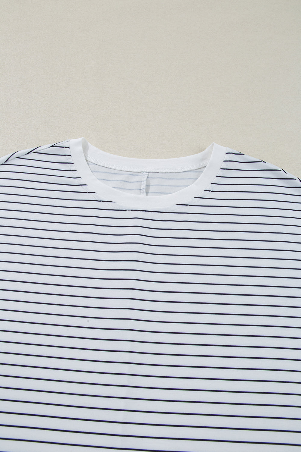 White Striped Round Neck Short Sleeve Mini Dress Casual &amp; Playful Everyday Look Dress