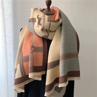 Korean Style Contrast Color Artificial Cashmere Scarf Women&