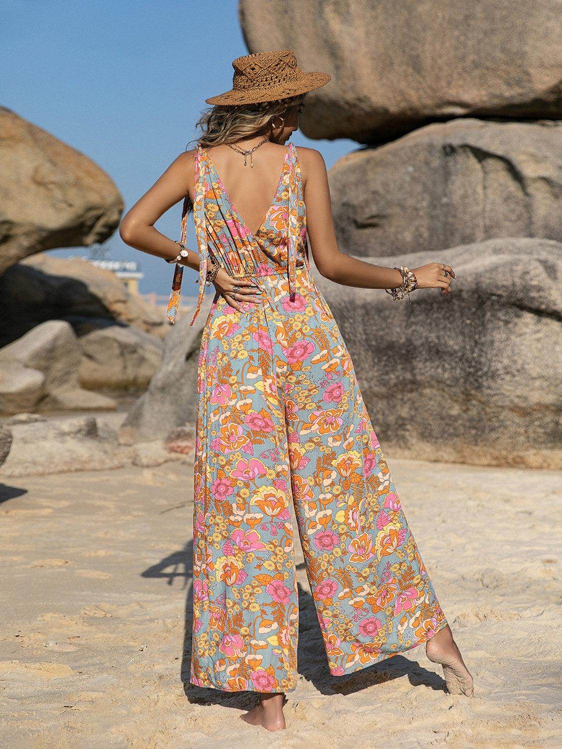 V-Neck Wide Leg Jumpsuit for Effortless Chic Style
