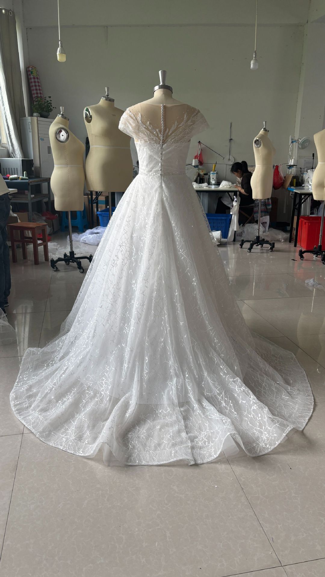 Off-shoulder Light Wedding Dress Bridal Main Yarn Lace Wedding Veil Small Trailing