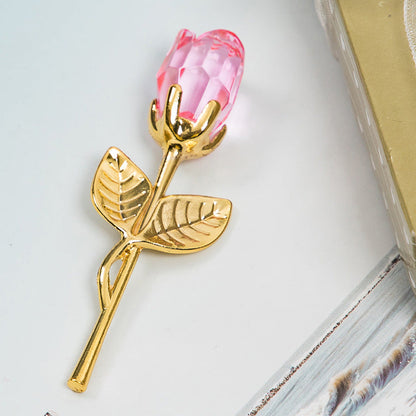 Crystal Golden Rose Flower Valentine&