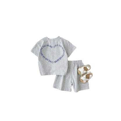 Heart Printing Short Sleeve Suit Korean Style Baby Boys&