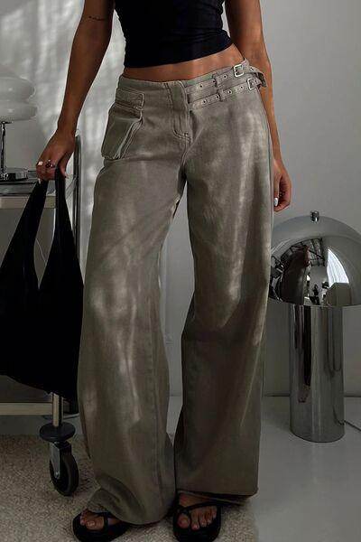 Stylish Wide Leg Jeans with Pockets for Everyday Wear