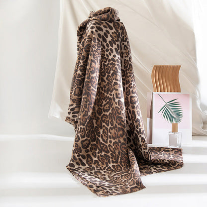 Leopard Print Artificial Cashmere Scarf Women&