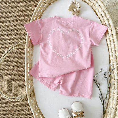 Heart Printing Short Sleeve Suit Korean Style Baby Boys&
