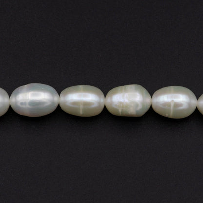 AAA 8.2-69.1mm white oval freshwater pearls, high quality, white rice pearl, Full Strand, Freshwater Pearl Rice Beads | WA-577 Clearance Pricing