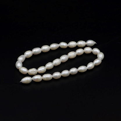 AAA 8.2-69.1mm white oval freshwater pearls, high quality, white rice pearl, Full Strand, Freshwater Pearl Rice Beads | WA-577 Clearance Pricing