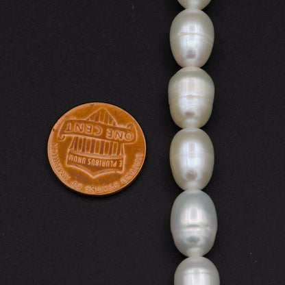 AAA 8.2-69.1mm white oval freshwater pearls, high quality, white rice pearl, Full Strand, Freshwater Pearl Rice Beads | WA-577 Clearance Pricing