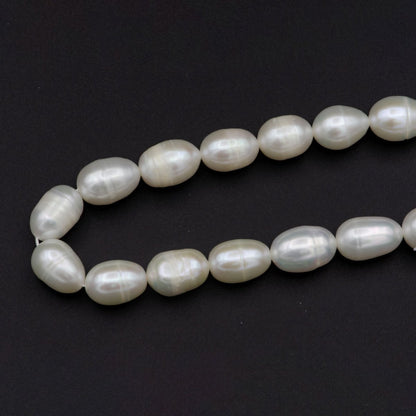 AAA 8.2-69.1mm white oval freshwater pearls, high quality, white rice pearl, Full Strand, Freshwater Pearl Rice Beads | WA-577 Clearance Pricing
