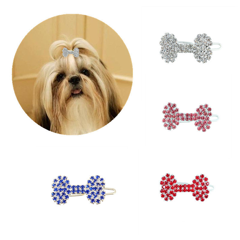 Pet Cat And Dog Ornament Diamond Dog Bone Barrettes