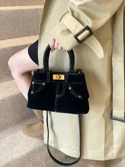 Stylish Suede Handbag – Adjustable Strap &amp; Dual-Use Design