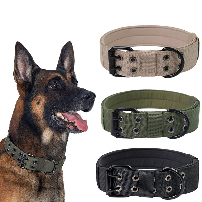 OneTigris Military Adjustable Dog Collar With Metal D Ring &amp; Buckle